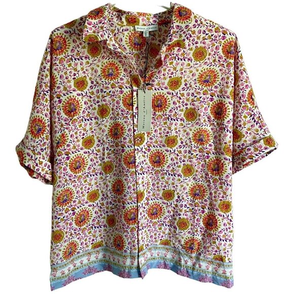 Maison d'Amelie Tops - Maison d'Amelie Short Sleeve Button up Top Women's Large NEW NWT